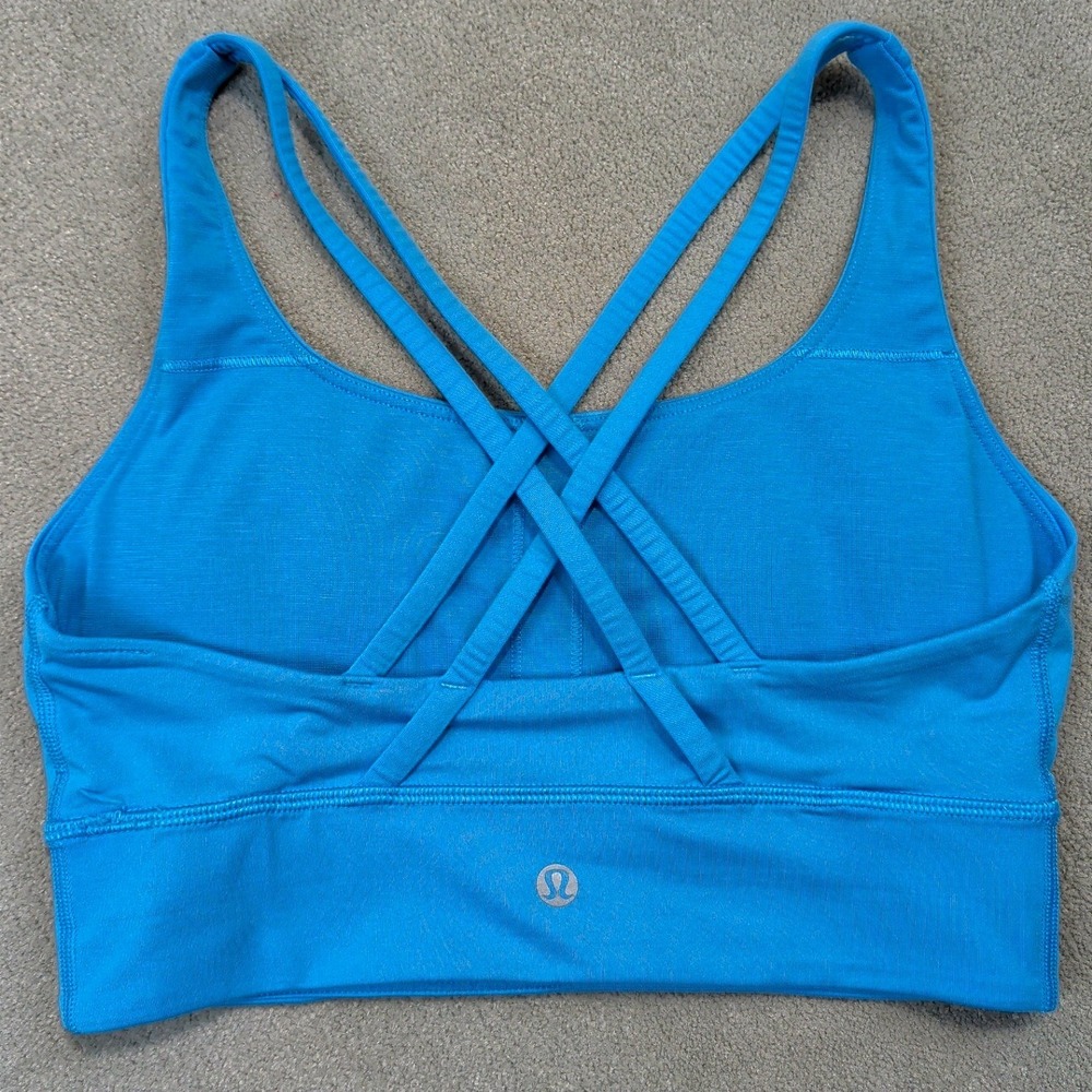 Lululemon Free To Be Bra Wild Women 6 Blue Strappy Back Yoga Sports Bra LW2EBAS